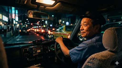タクシー車内で順番を待つドライバー
